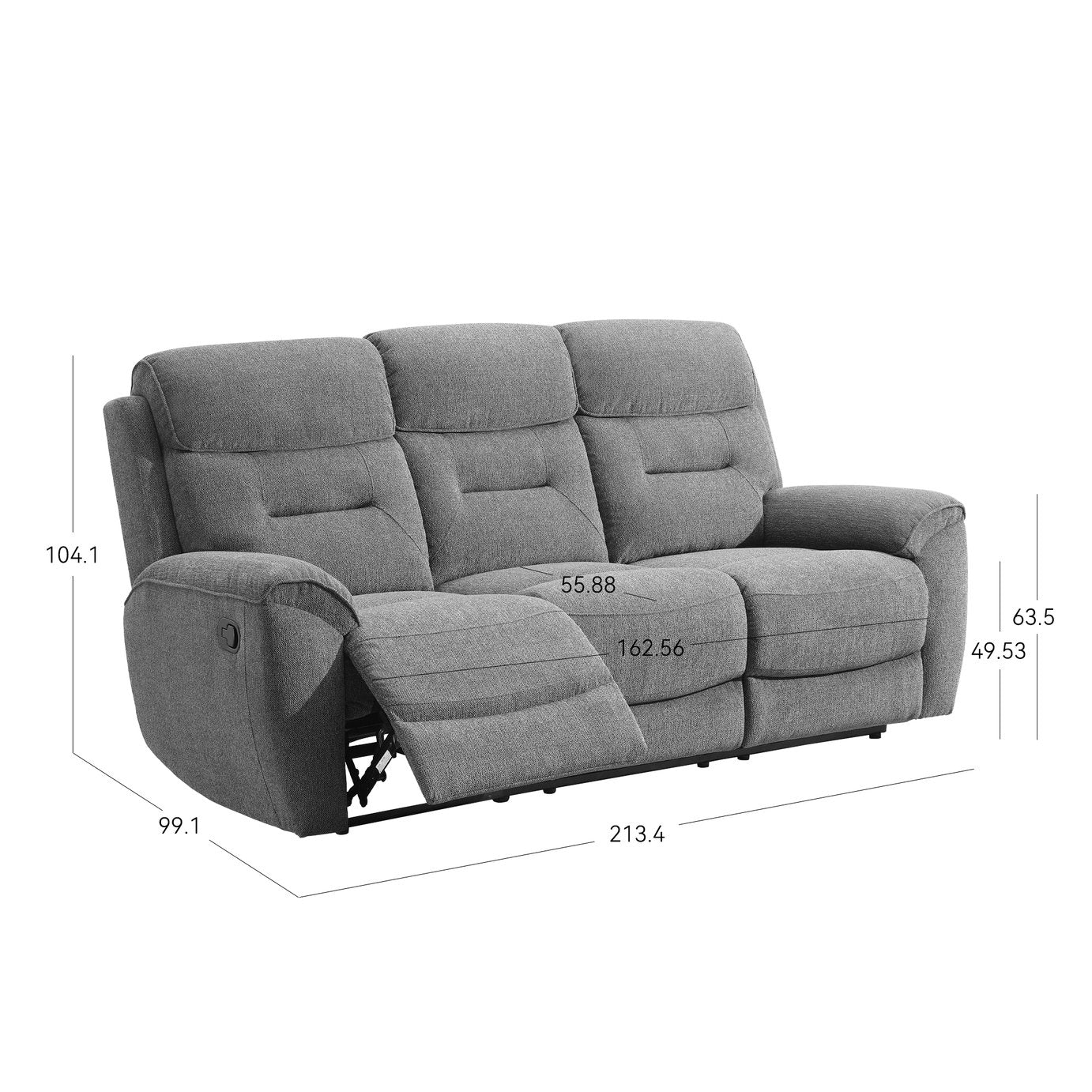 Sofa Source Huntington 3 Seater Recliner Sofa - Light Grey