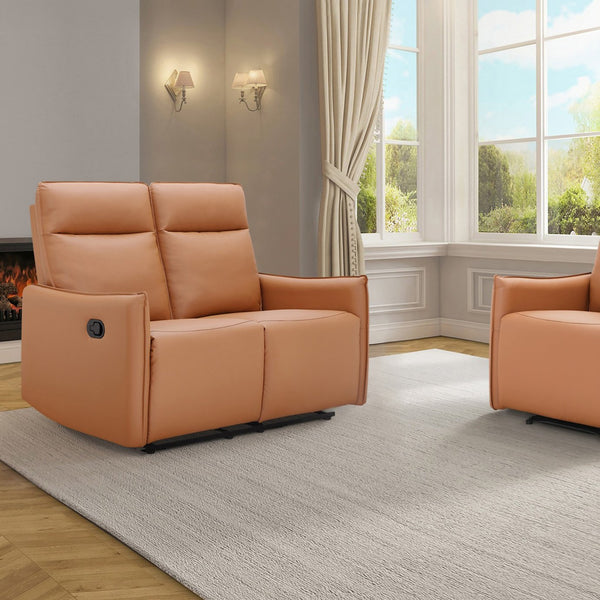 Dorel Lugo Faux Leather 2 Seater Recliner Sofa- Brown