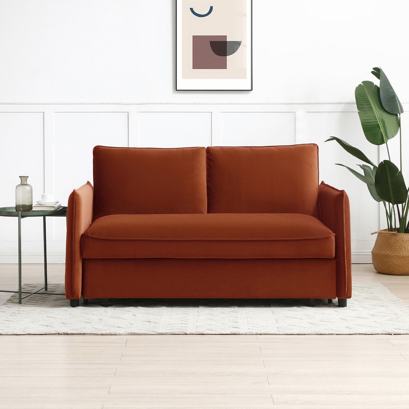 Kyoto Ruben Velvet 2 Seater Sofa Bed - Orange
