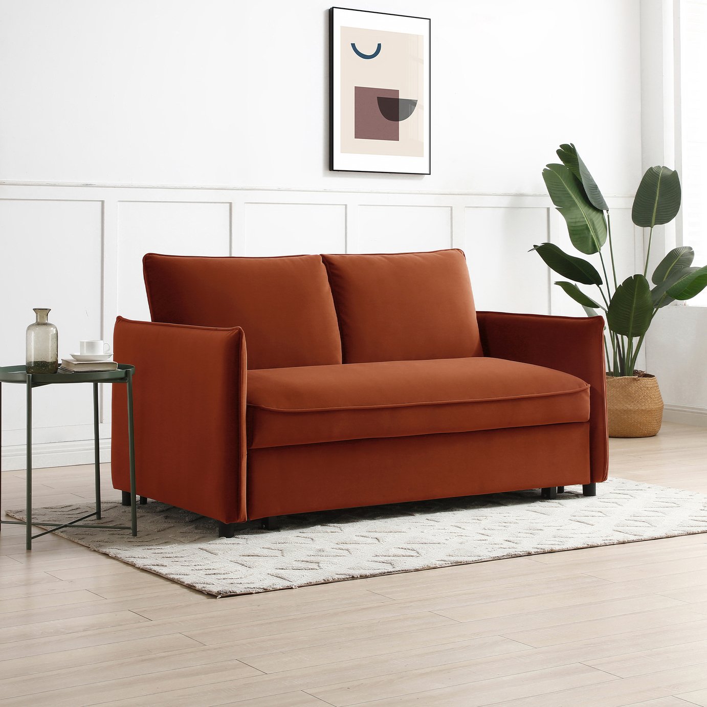 Kyoto Ruben Velvet 2 Seater Sofa Bed - Orange