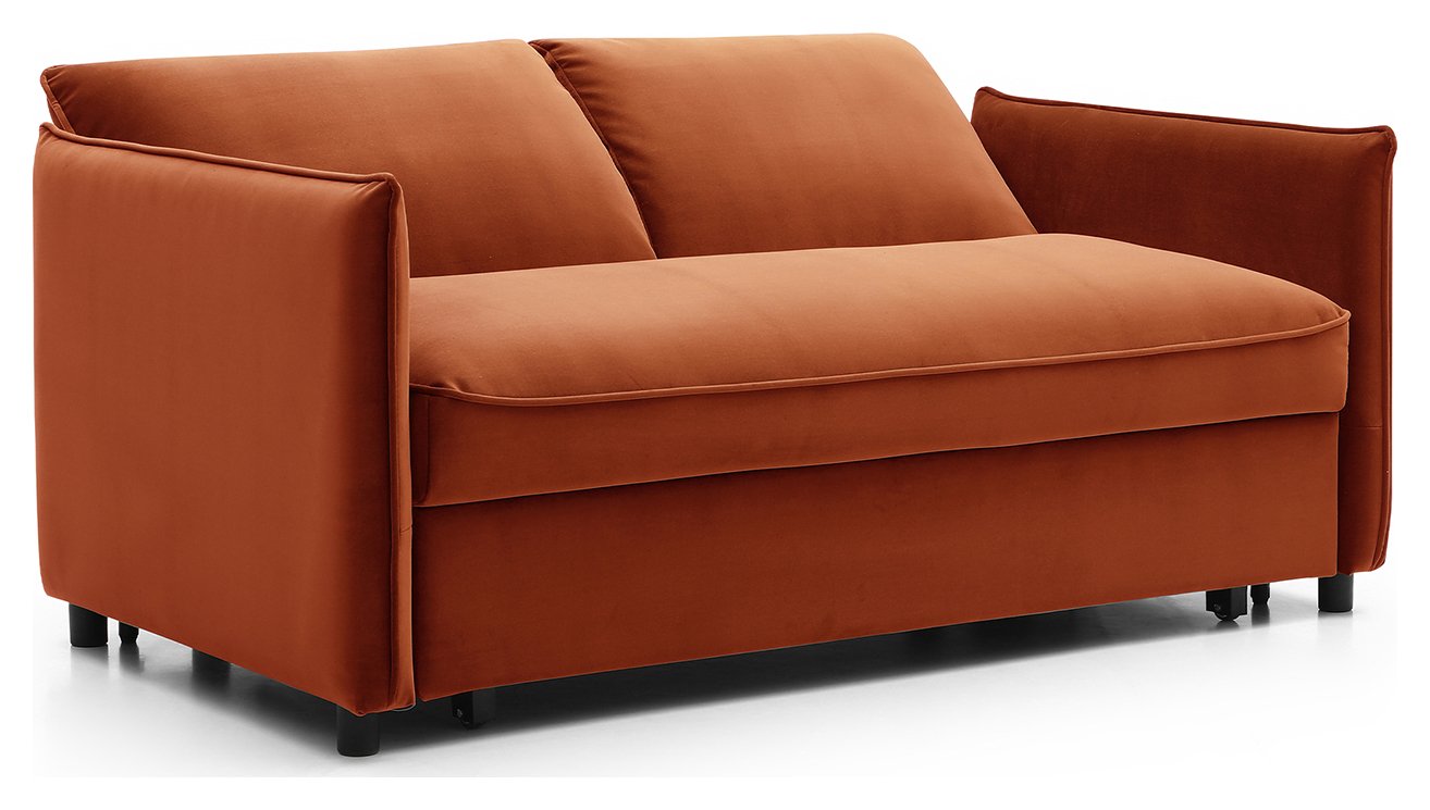 Kyoto Ruben Velvet 2 Seater Sofa Bed - Orange