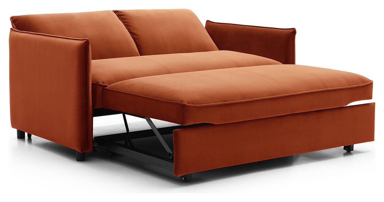 Kyoto Ruben Velvet 2 Seater Sofa Bed - Orange