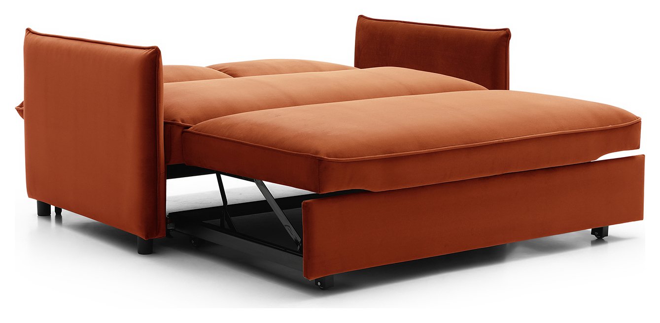 Kyoto Ruben Velvet 2 Seater Sofa Bed - Orange