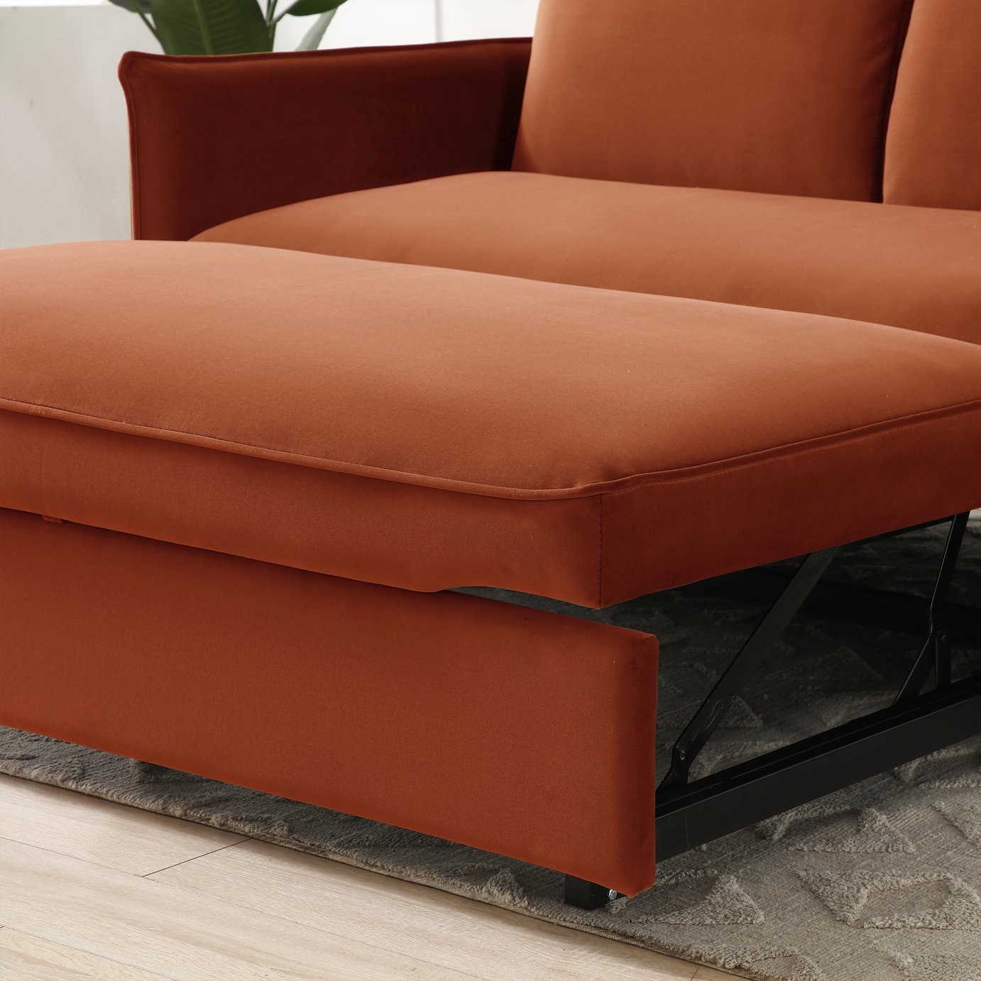 Kyoto Ruben Velvet 2 Seater Sofa Bed - Orange