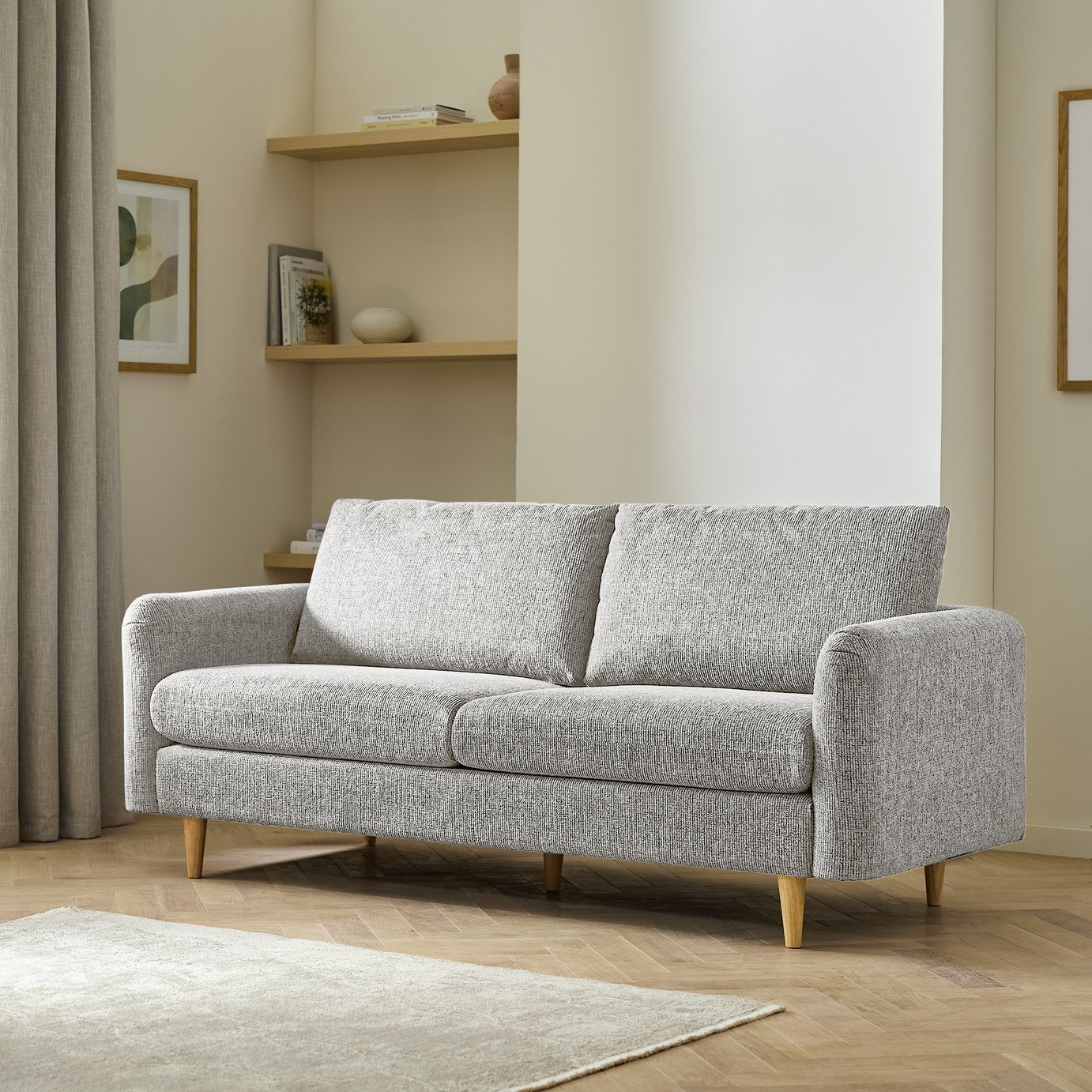 Argos Home Betty Fabric 3 Seater Sofa - Light Grey