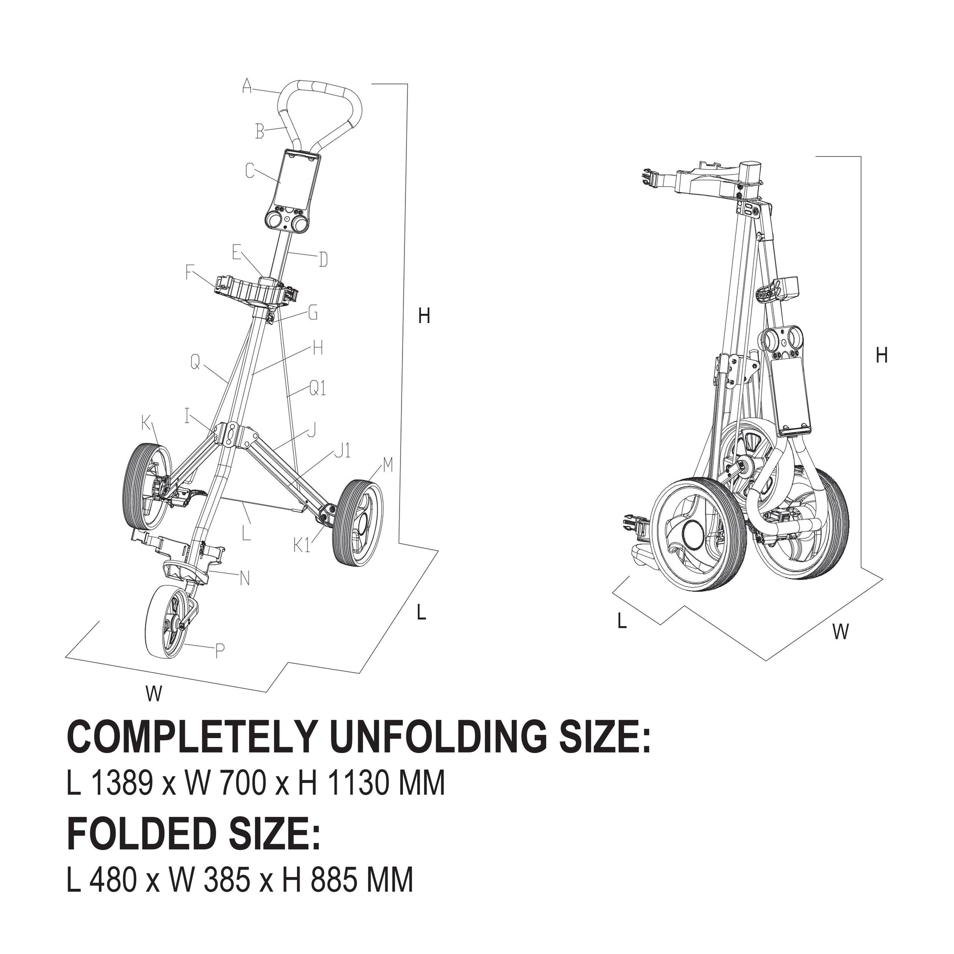 Slazenger Folding 3 Wheel Golf Trolley