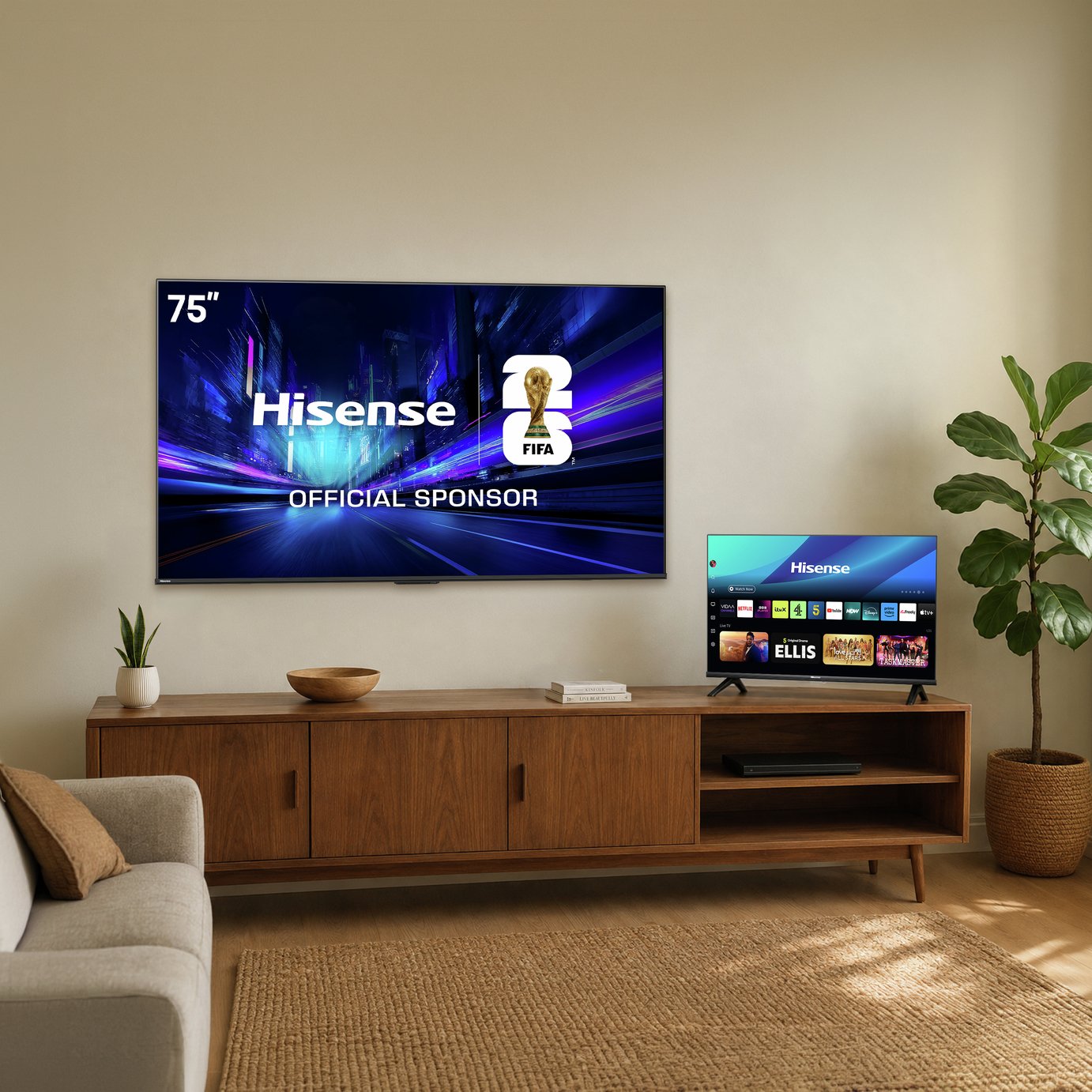 Hisense 75in 75E78QTUKPRO Smart 4K UHD HDR QLED & 32in 32E4QTUK Freely TV Bundle