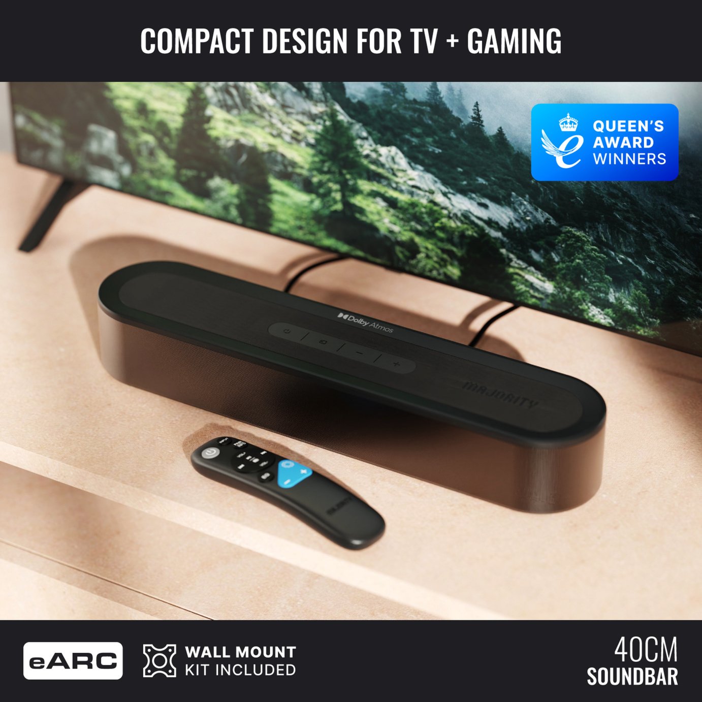 Majority Bowfell Halo 5.1Ch Atmos Soundbar with Wireless Subwoofer