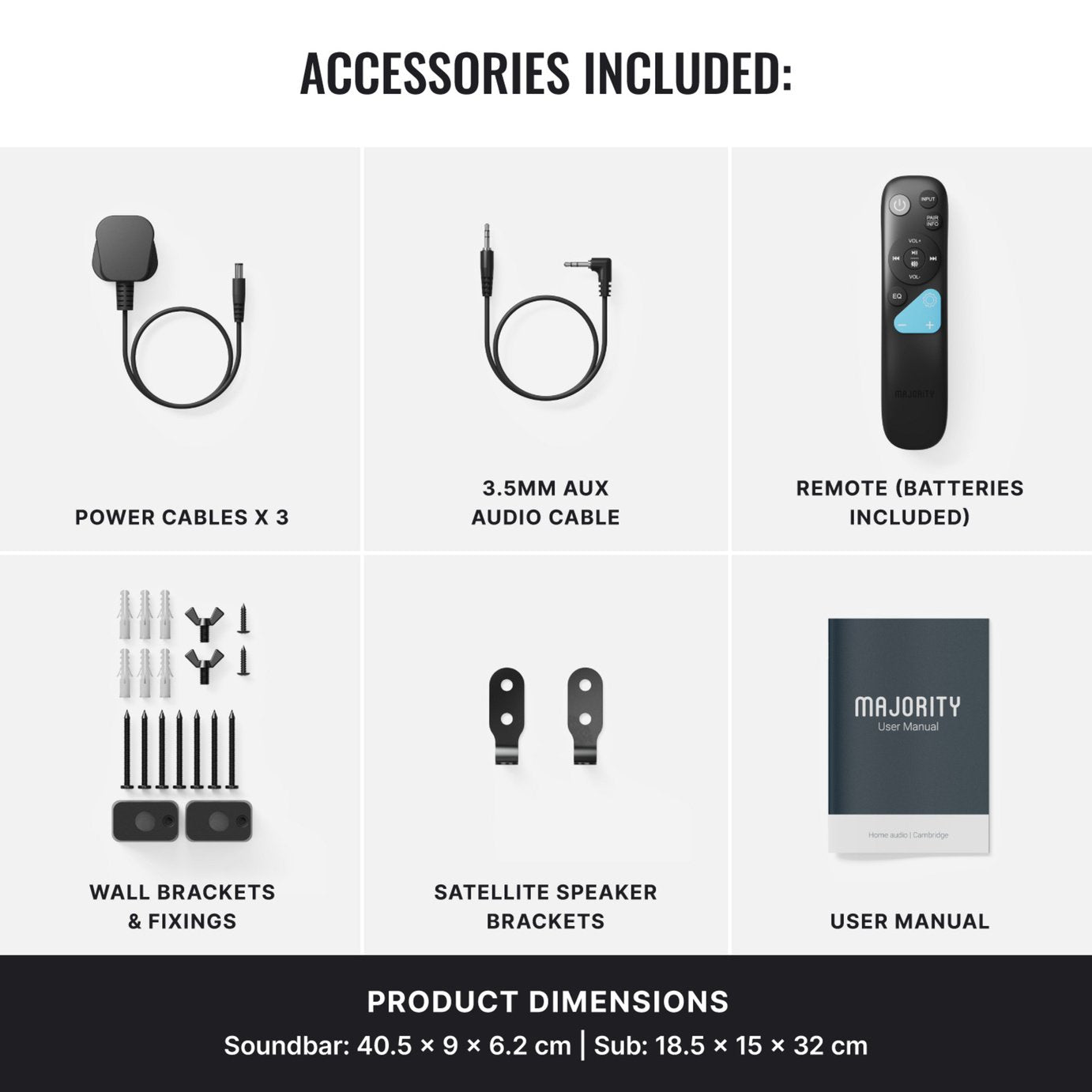 Majority Bowfell Halo 5.1Ch Atmos Soundbar with Wireless Subwoofer