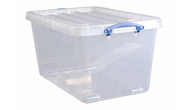Really Useful Plastic Set of 2 Wheeled Storage Boxes - Clear