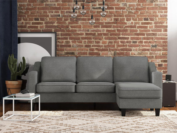 Dorel Brighton Fabric Right Hand Corner Chaise Sofa - Grey