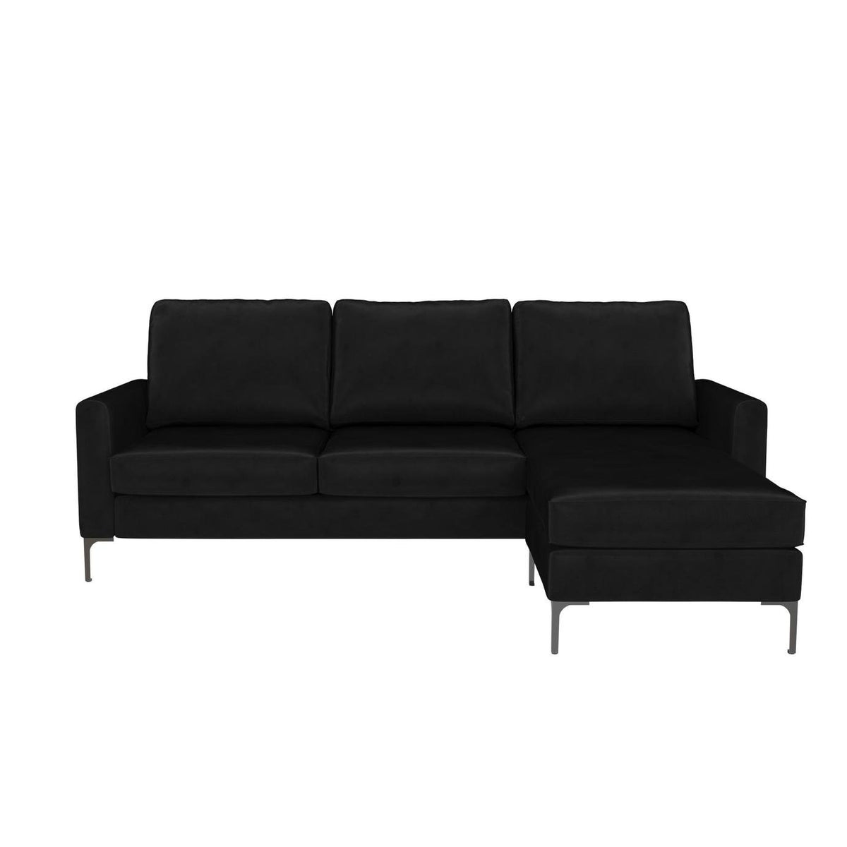 Novogratz Chapman Velvet Right Hand Corner Chaise Sofa-Black