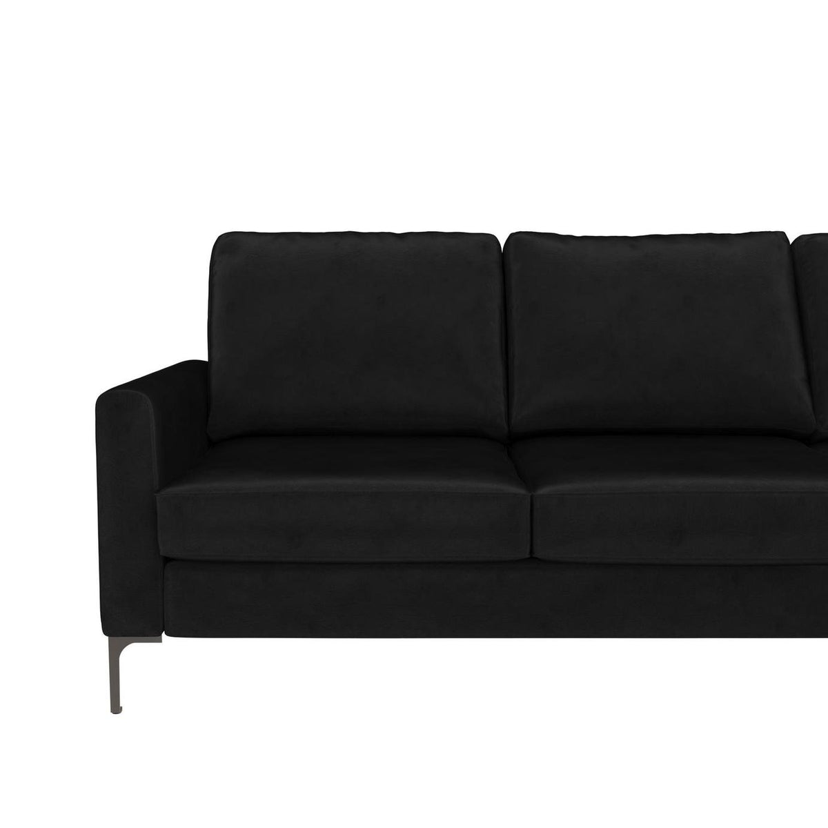 Novogratz Chapman Velvet Right Hand Corner Chaise Sofa-Black