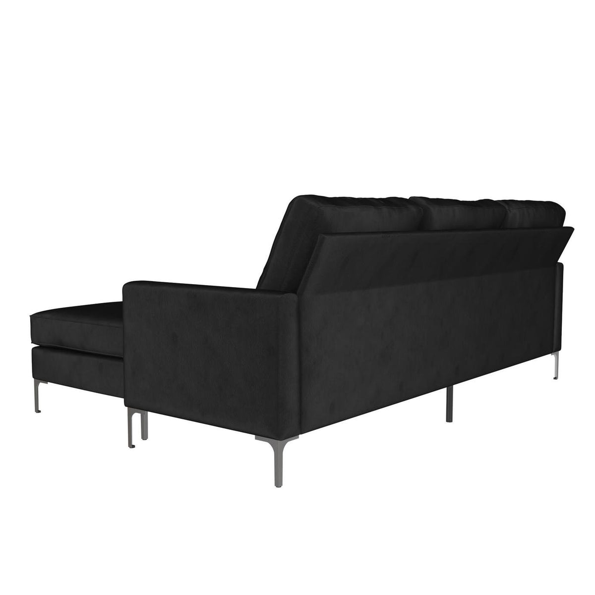 Novogratz Chapman Velvet Right Hand Corner Chaise Sofa-Black