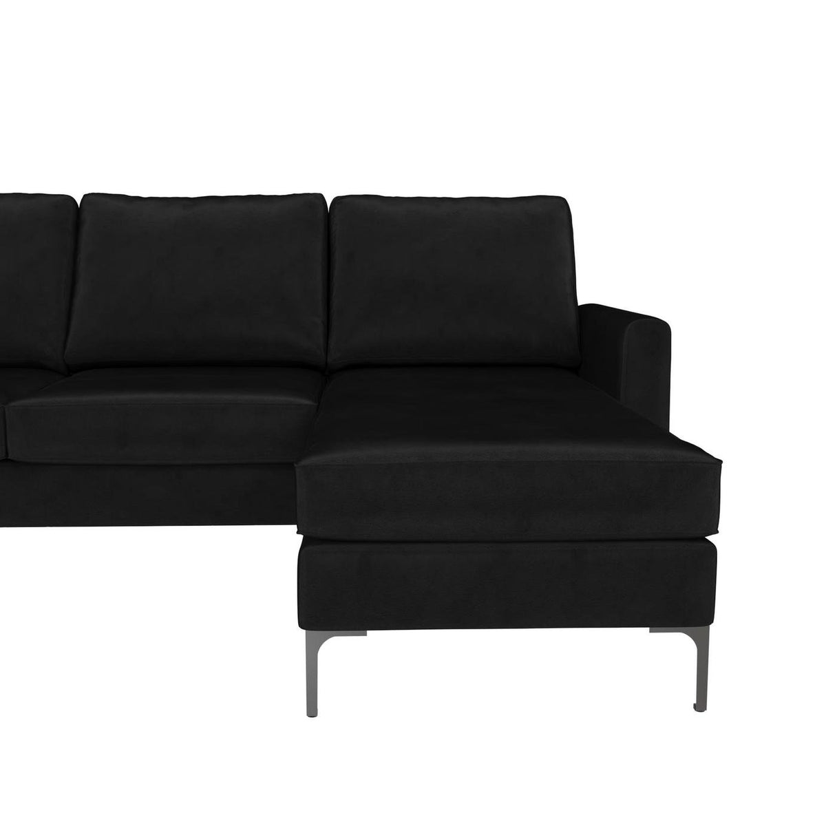 Novogratz Chapman Velvet Right Hand Corner Chaise Sofa-Black