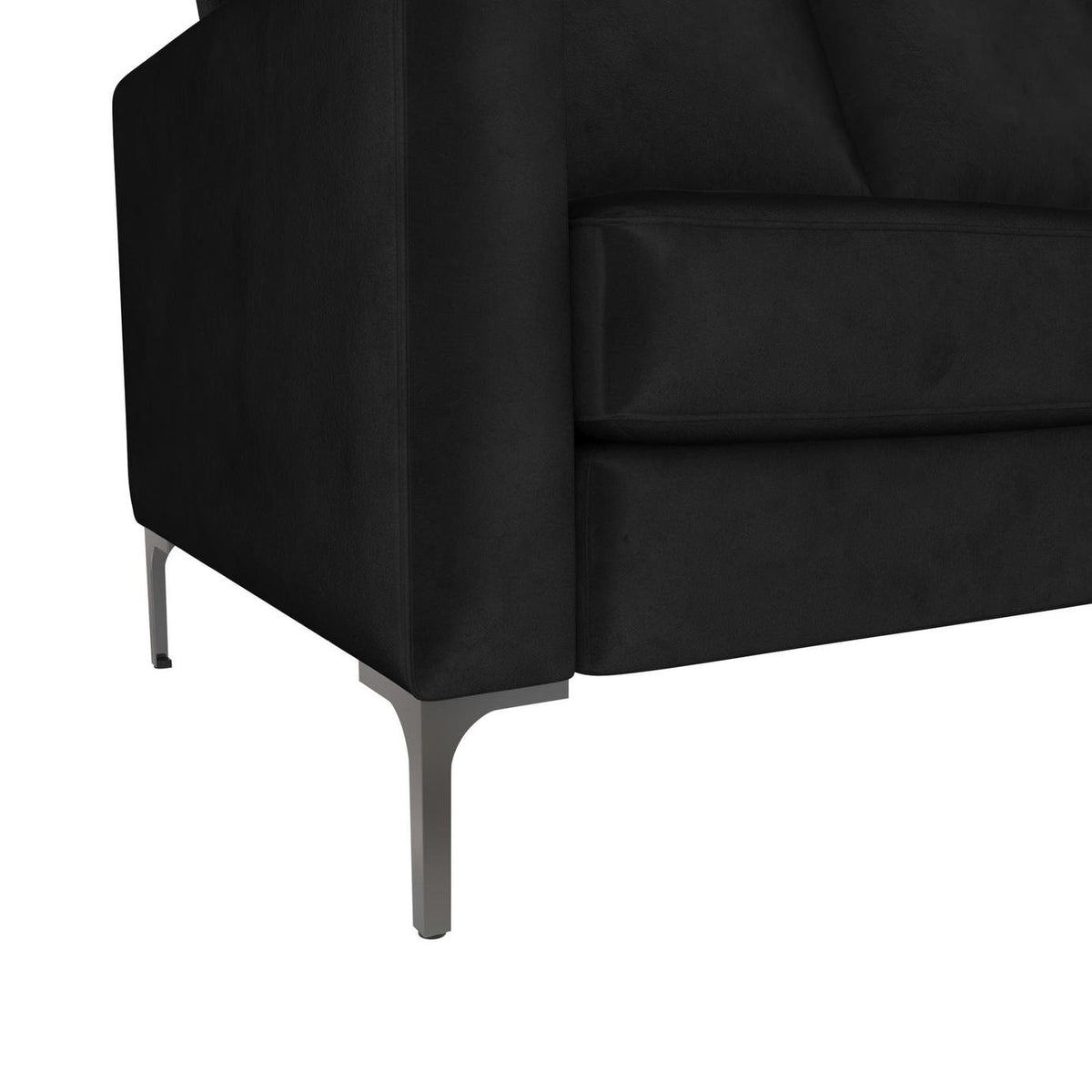 Novogratz Chapman Velvet Right Hand Corner Chaise Sofa-Black
