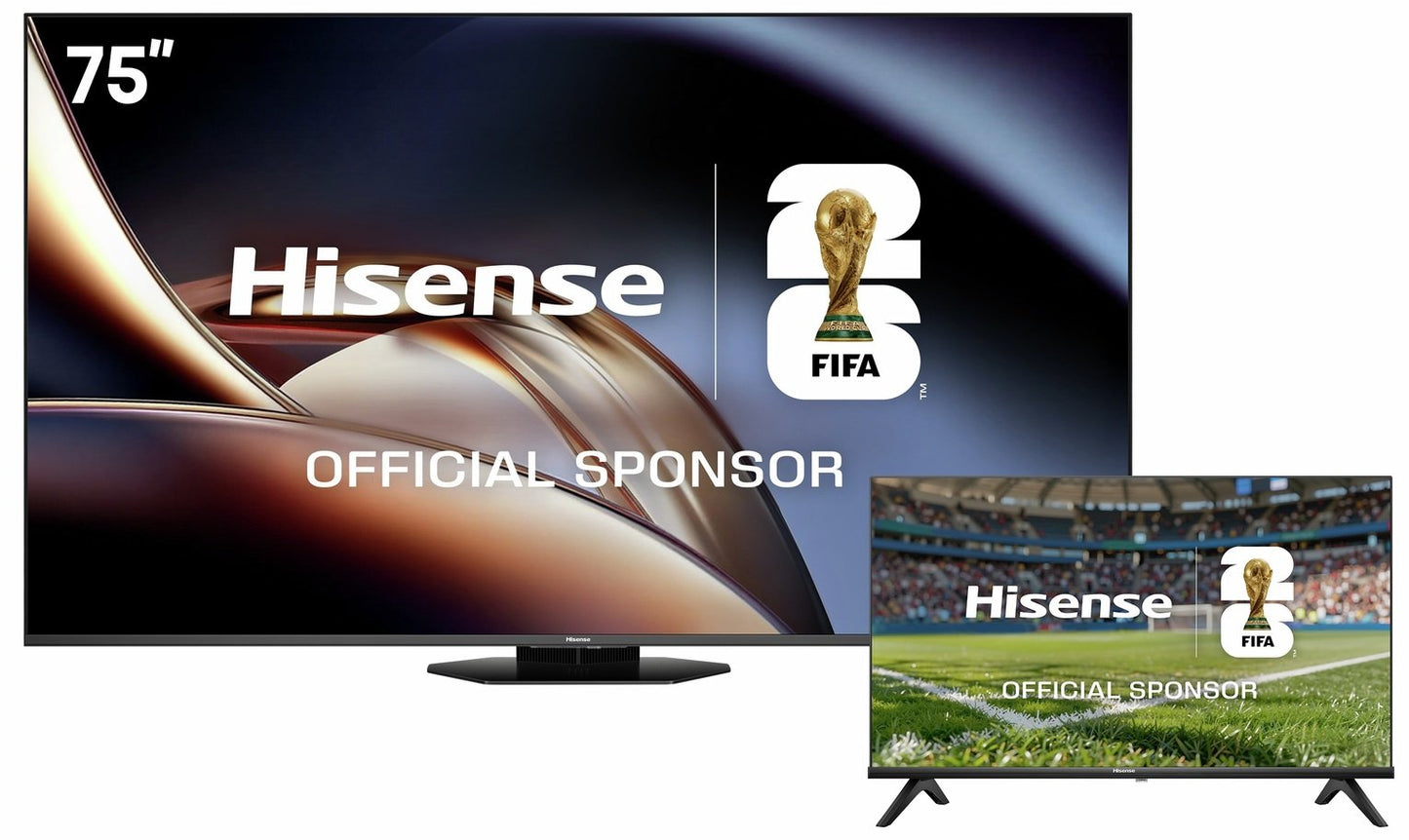 Hisense 75in 75U8QTUK Smart 4K UHD HDR MiniLED & 32in 32E4QTUK Freely TV Bundle