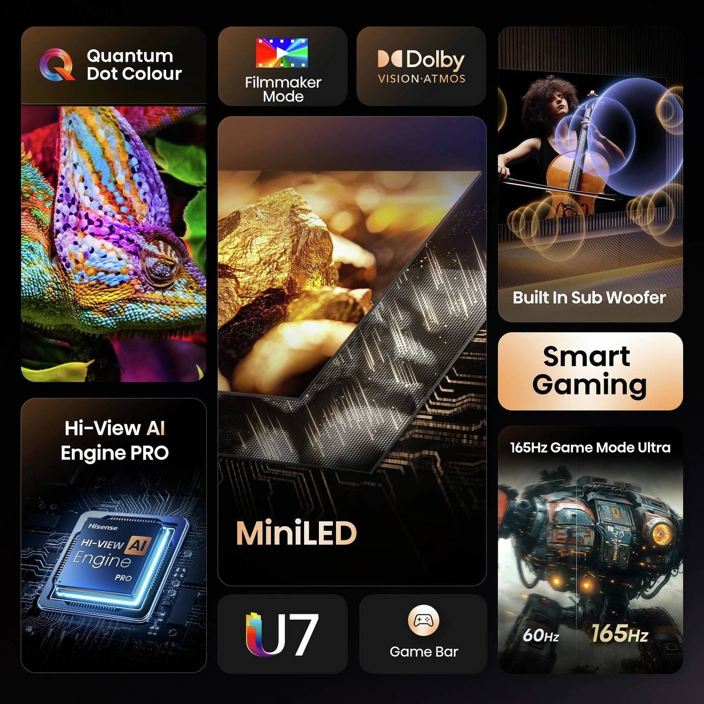 Hisense 100in 100U7QTUK Smart 4K UHD HDR MiniLED & 32E4QTUK Freely TV Bundle