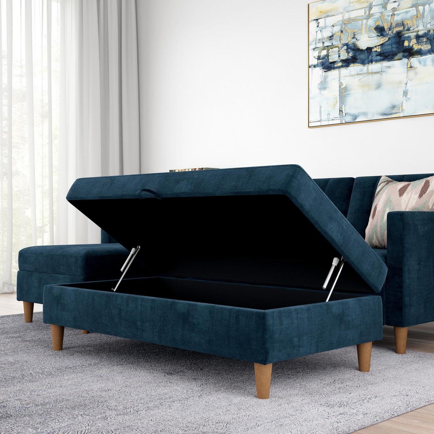 Dorel Hartford Chenille Storage Ottoman - Blue