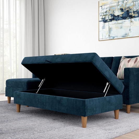 Dorel Hartford Chenille Storage Ottoman - Blue