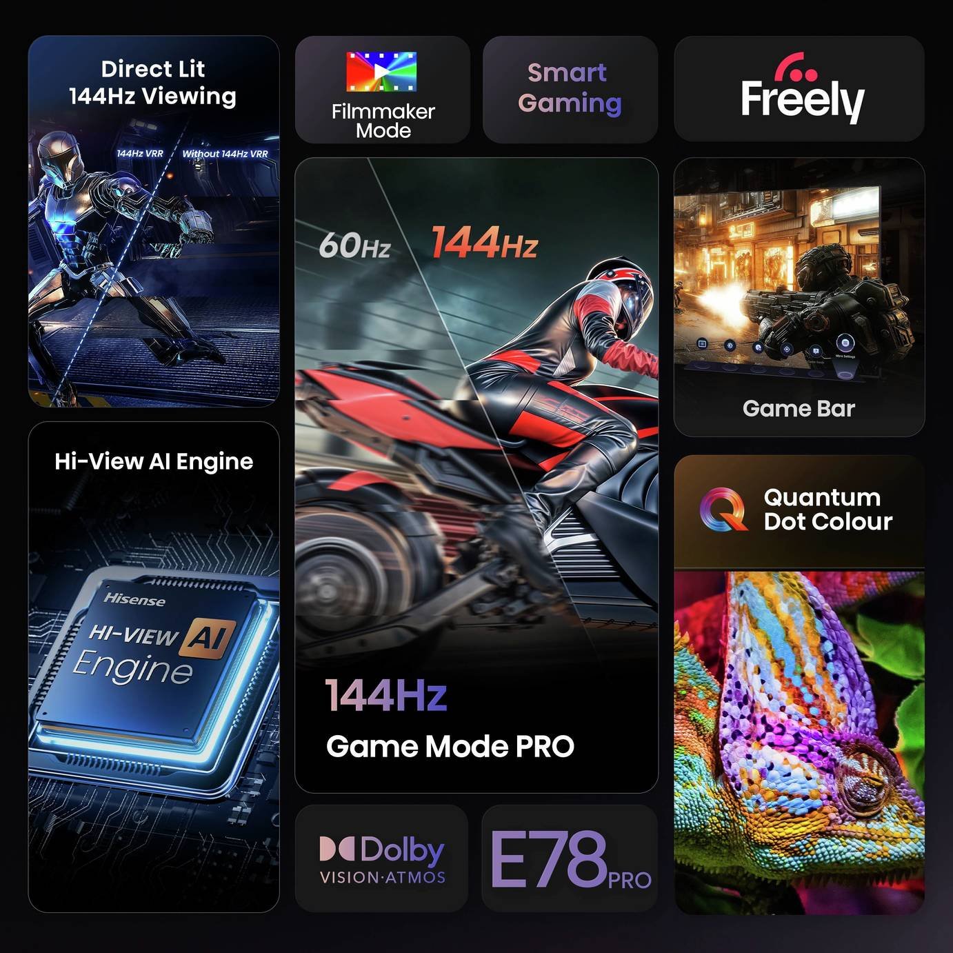Hisense 85in 85E78QTUKPRO Smart 4K UHD HDR QLED & 32in 32E4QTUK Freely TV Bundle