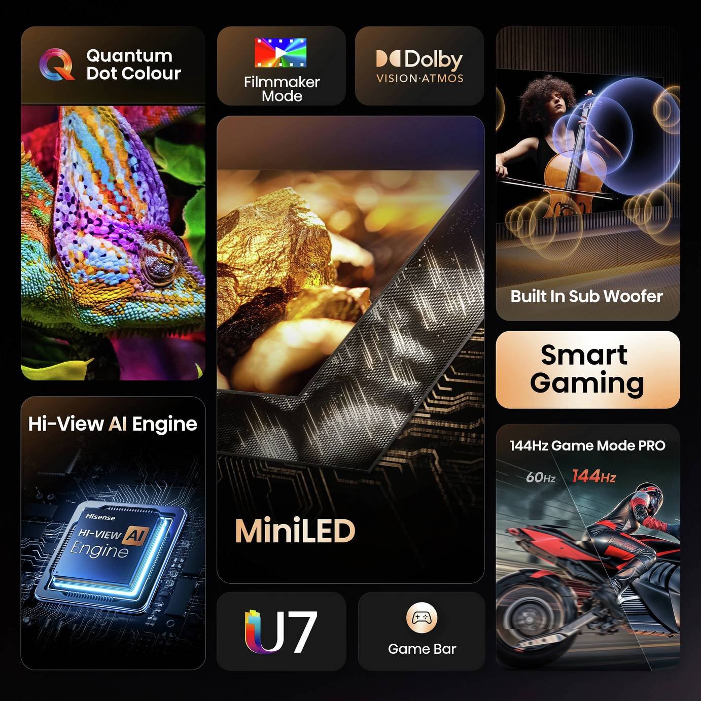 Hisense 85in 85U7QTUK Smart 4K UHD HDR MiniLED & 32in 32E4QTUK Freely TV Bundle