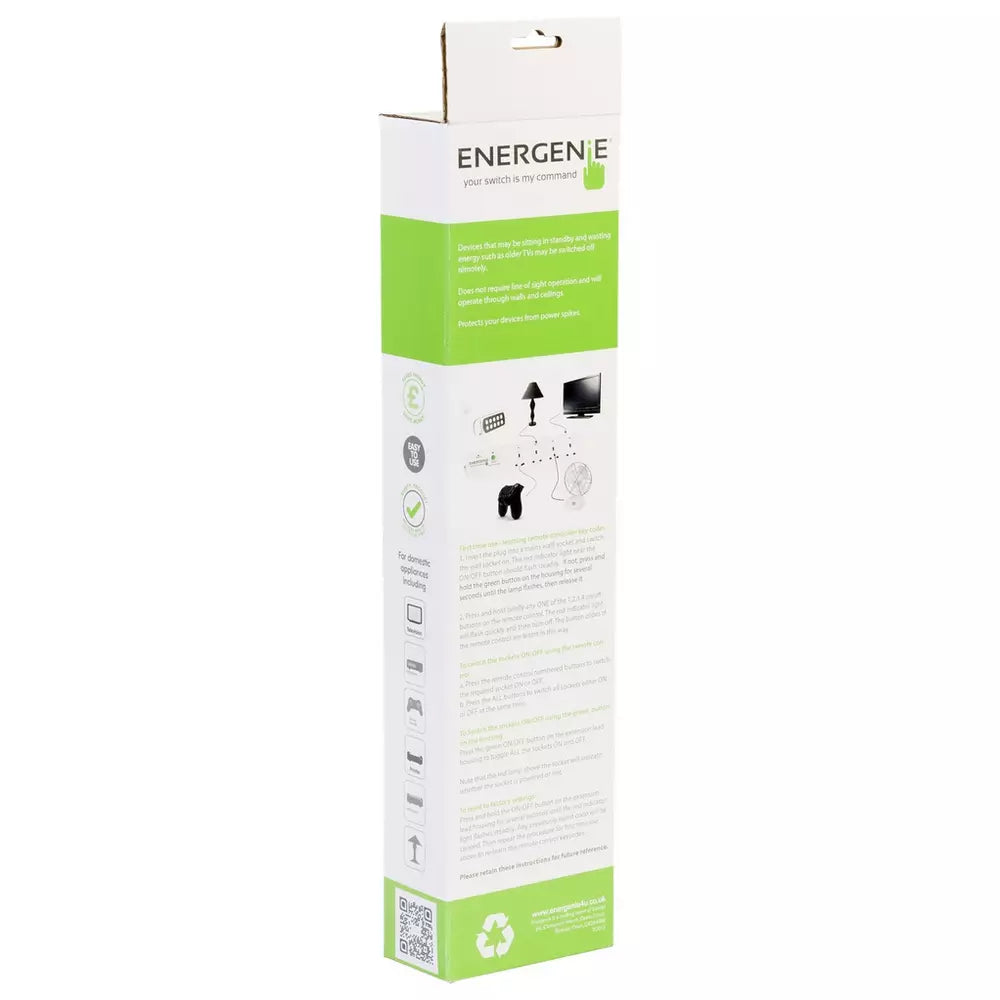 Energenie 4 Socket 1.8m Surge Protected Extension Lead