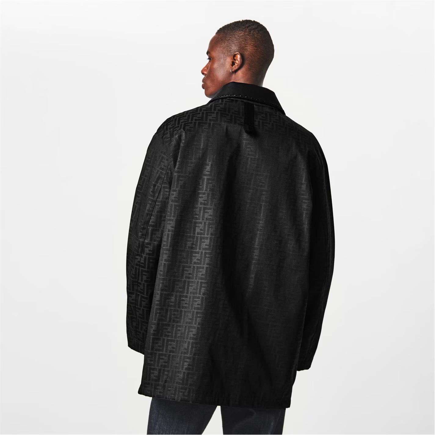 FENDI Men's Logo Blouson Long Sleeve Coach Jacket