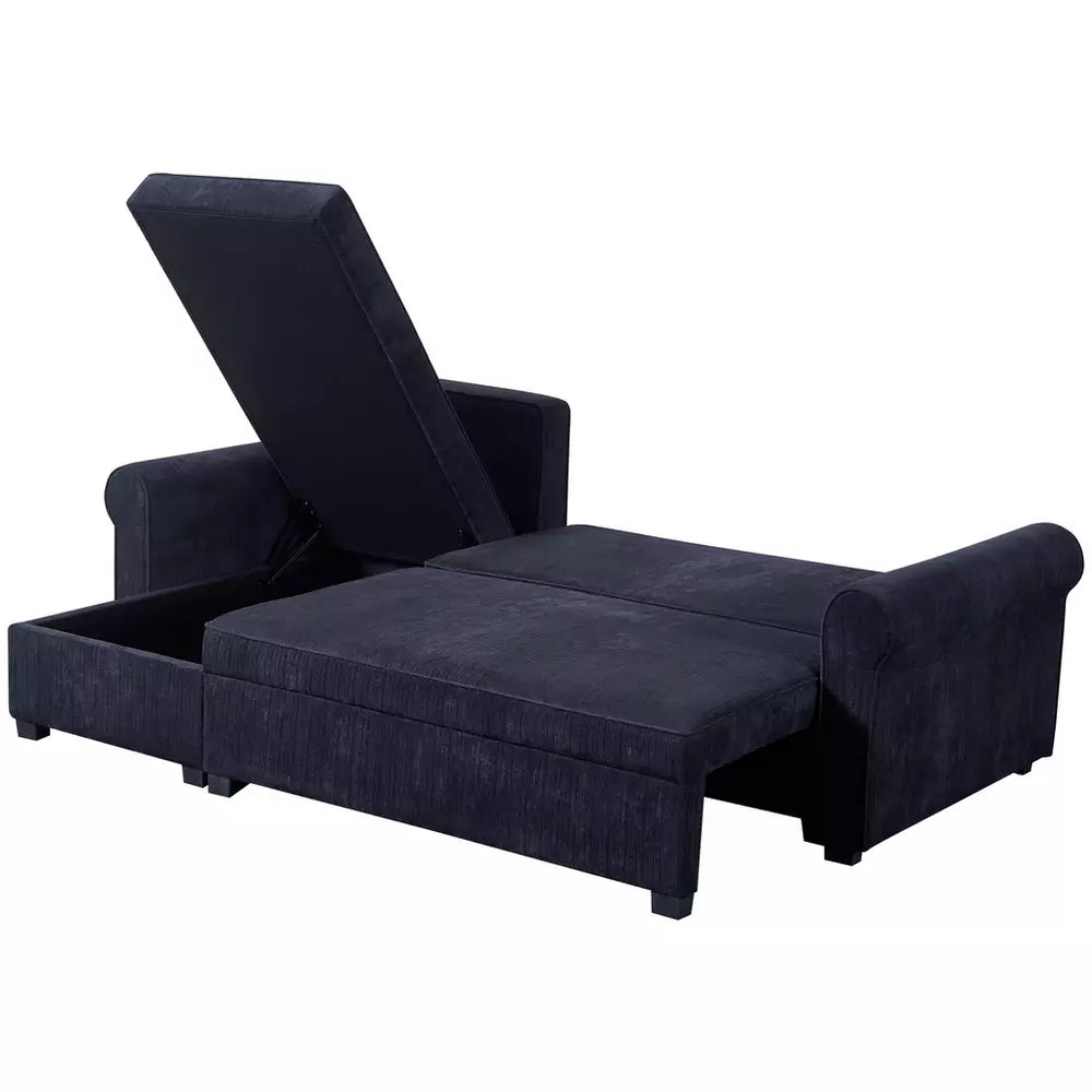 Argos Home Addie Velvet Reversible Storage Sofa Bed-Charcoal