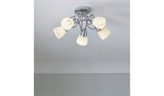 Argos Home Curico 5 Light Ceiling Light - Chrome & Glass