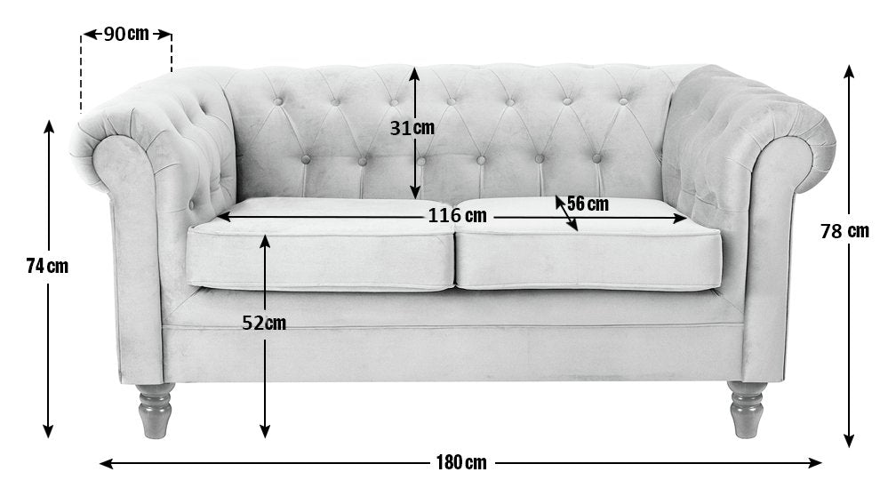 Habitat Chesterfield Velvet 2 Seater Sofa - Blue