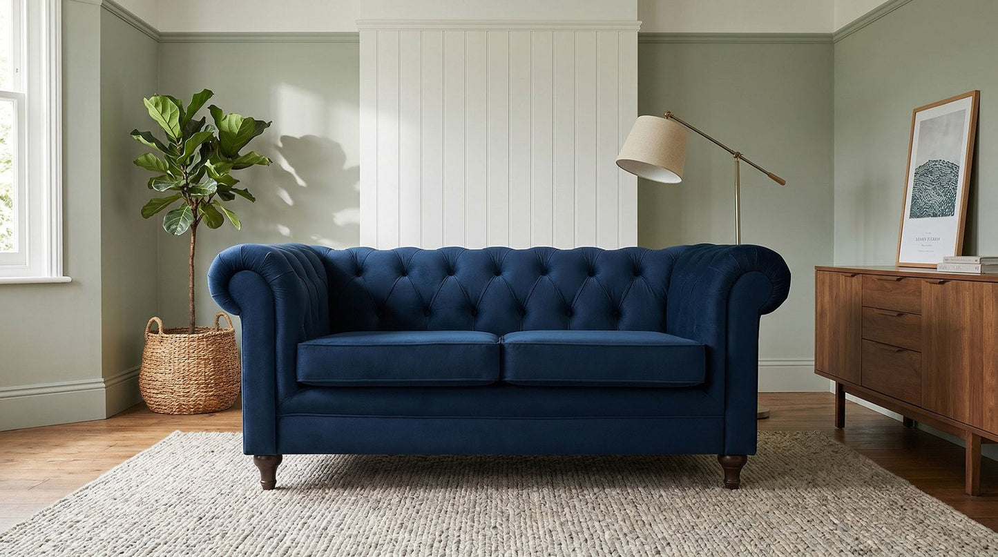 Habitat Chesterfield Velvet 2 Seater Sofa - Blue