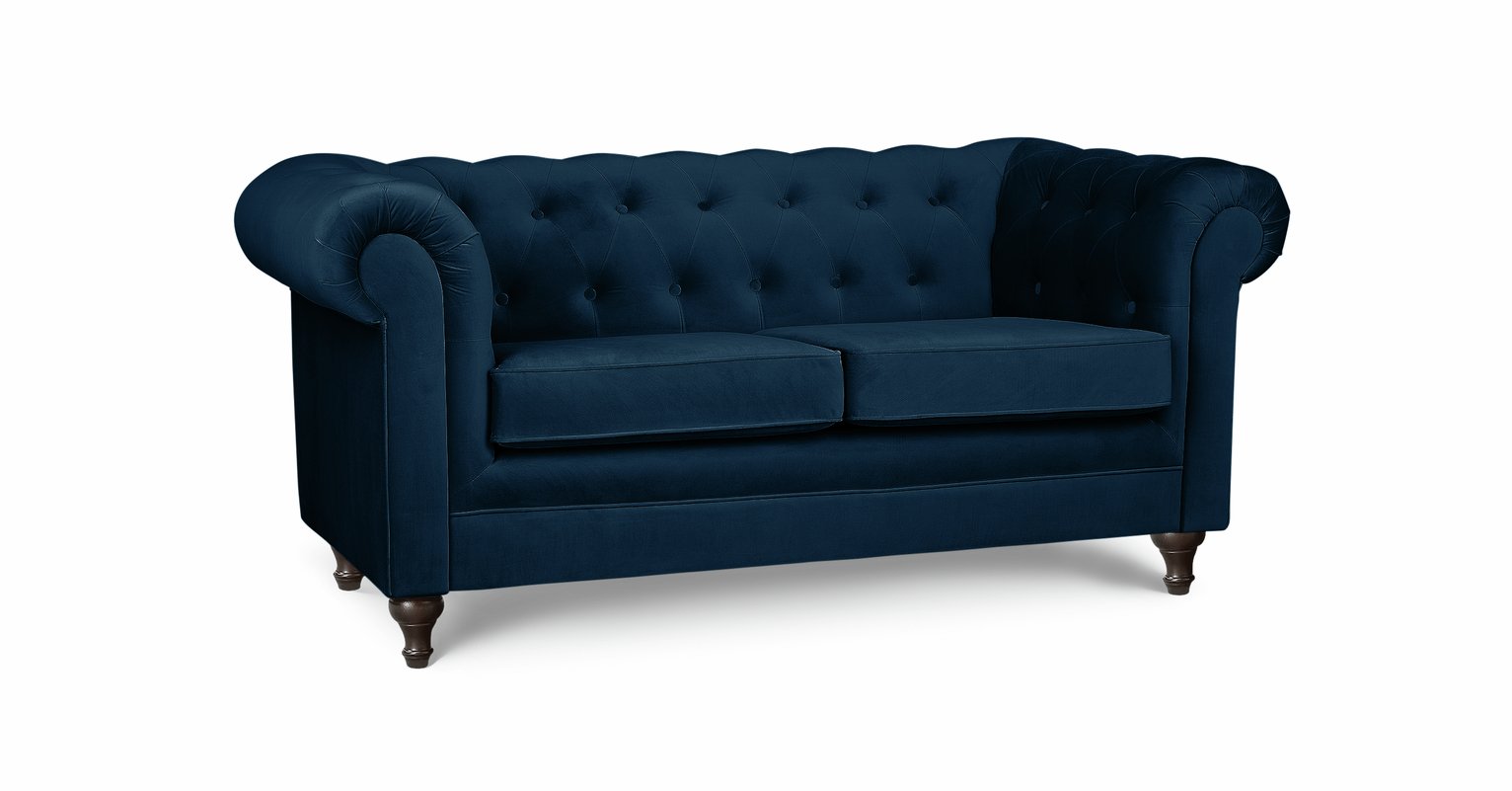 Habitat Chesterfield Velvet 2 Seater Sofa - Blue