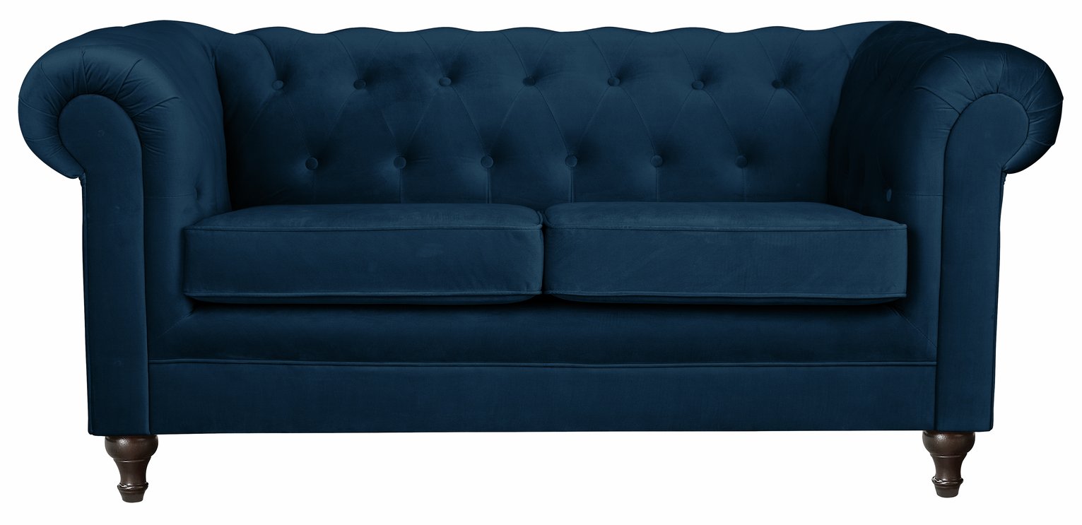 Habitat Chesterfield Velvet 2 Seater Sofa - Blue