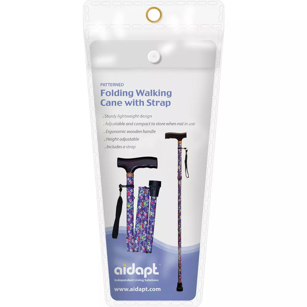 Aidapt Folding Walking Stick - Patterned