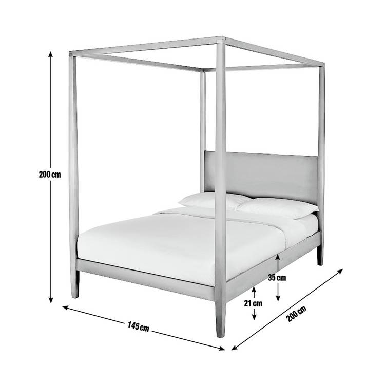 Habitat Blissford Four Poster Double Wooden Bed Frame - Black