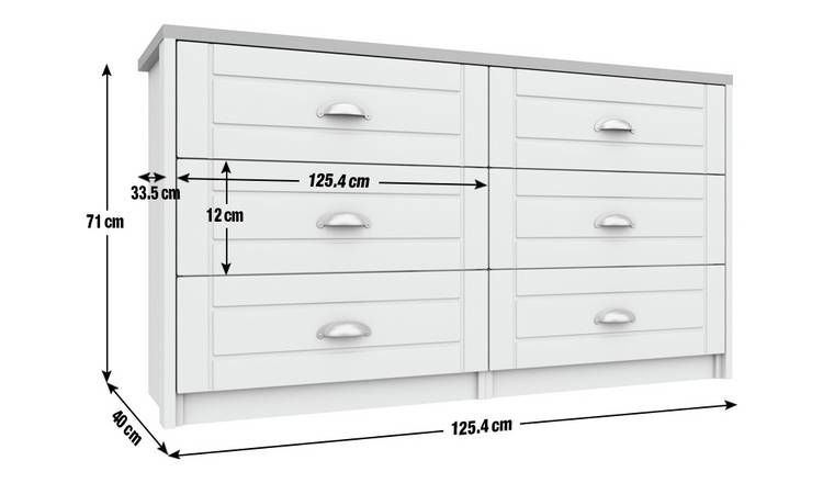 Kielder 6 Drawer Chest - Grey
