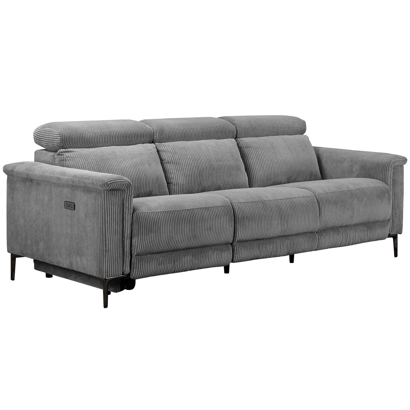 Dorel Lund Fabric 3 Seater Power Recliner Sofa - Grey