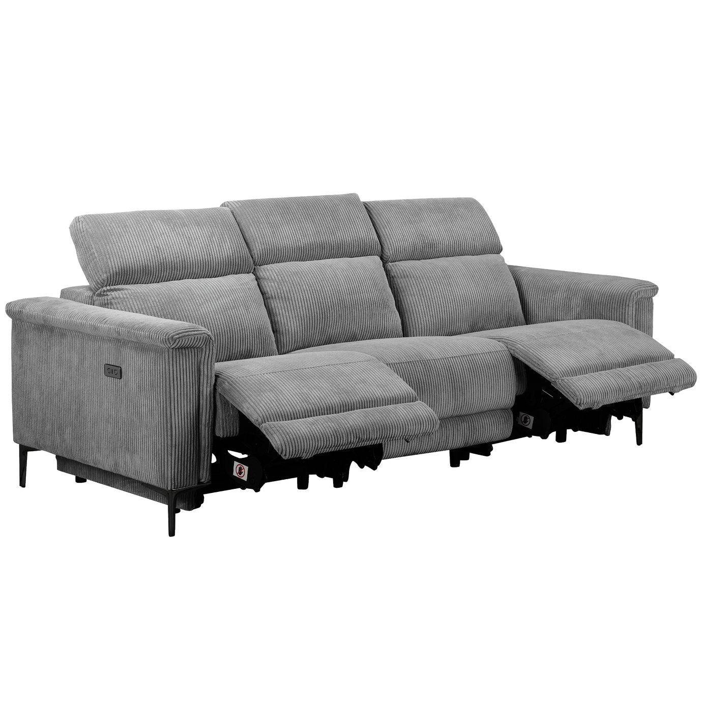 Dorel Lund Fabric 3 Seater Power Recliner Sofa - Grey
