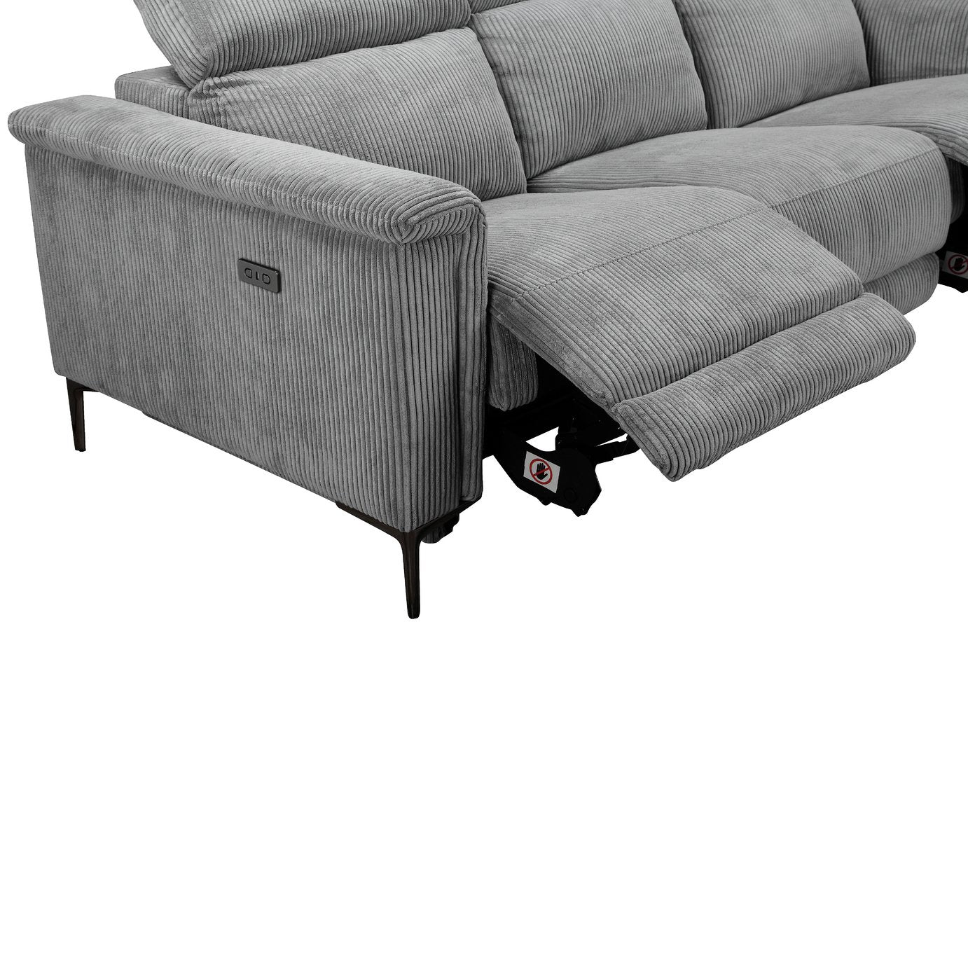 Dorel Lund Fabric 3 Seater Power Recliner Sofa - Grey