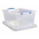 Really Useful Plastic Set of 2 Wheeled Storage Boxes - Clear