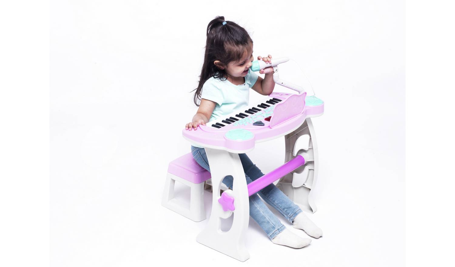Chad Valley Keyboard Stand and Stool - Pink
