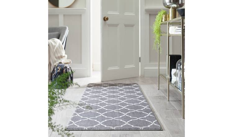 Argos Home Trellis Grey Cut Pile Runner - 66x200cm