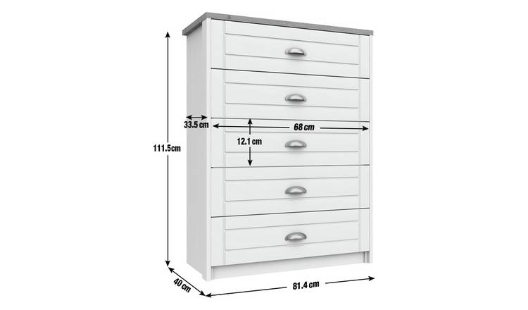 Kielder 5 Drawer Chest - White