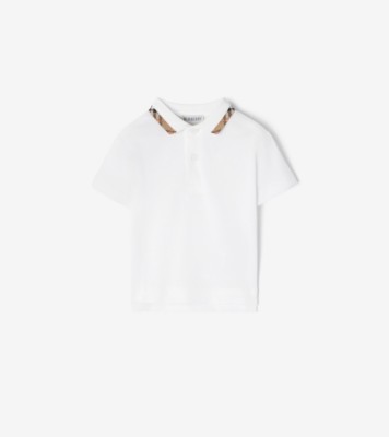 Check Collar Cotton Polo Shirt