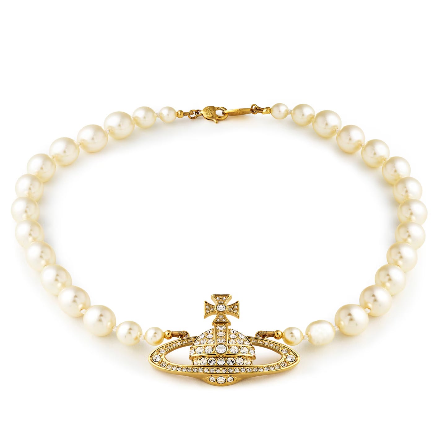 Women's One Row Pearl Bas Relief Choker Necklace