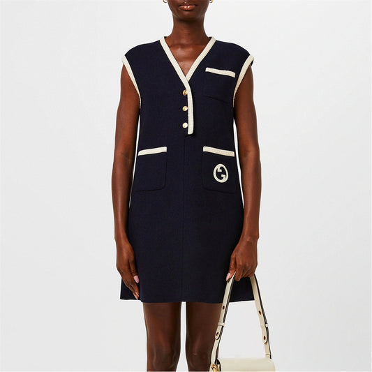 Women's Tweed Wool Retro Mini Dress