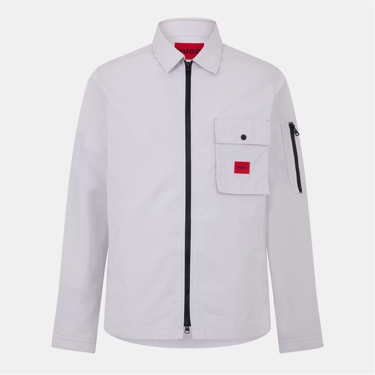 Men's Emmond Red Cotton Long Sleeve Zip Overshirt