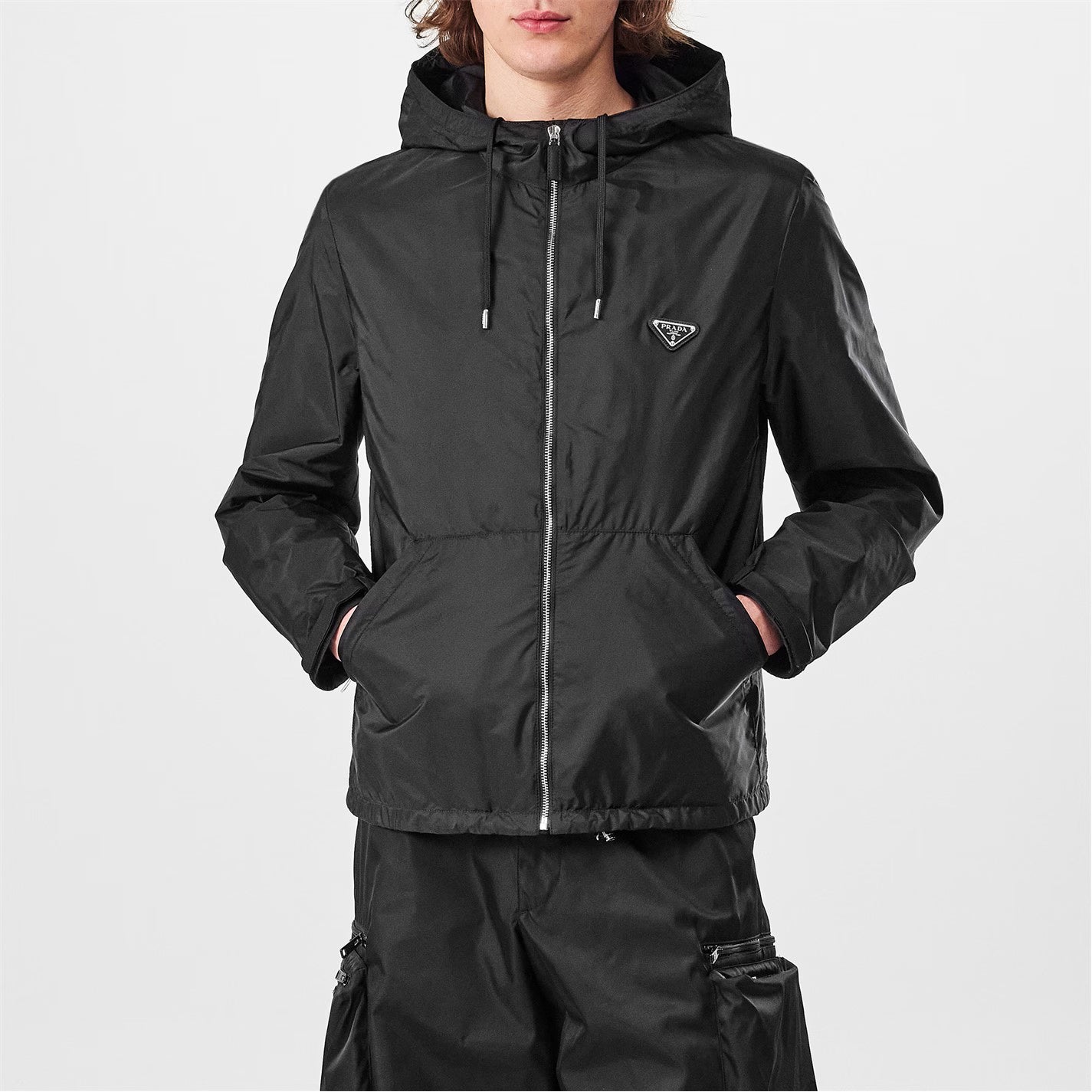 PRADA Men's Hooded Long Sleeve Windbreaker