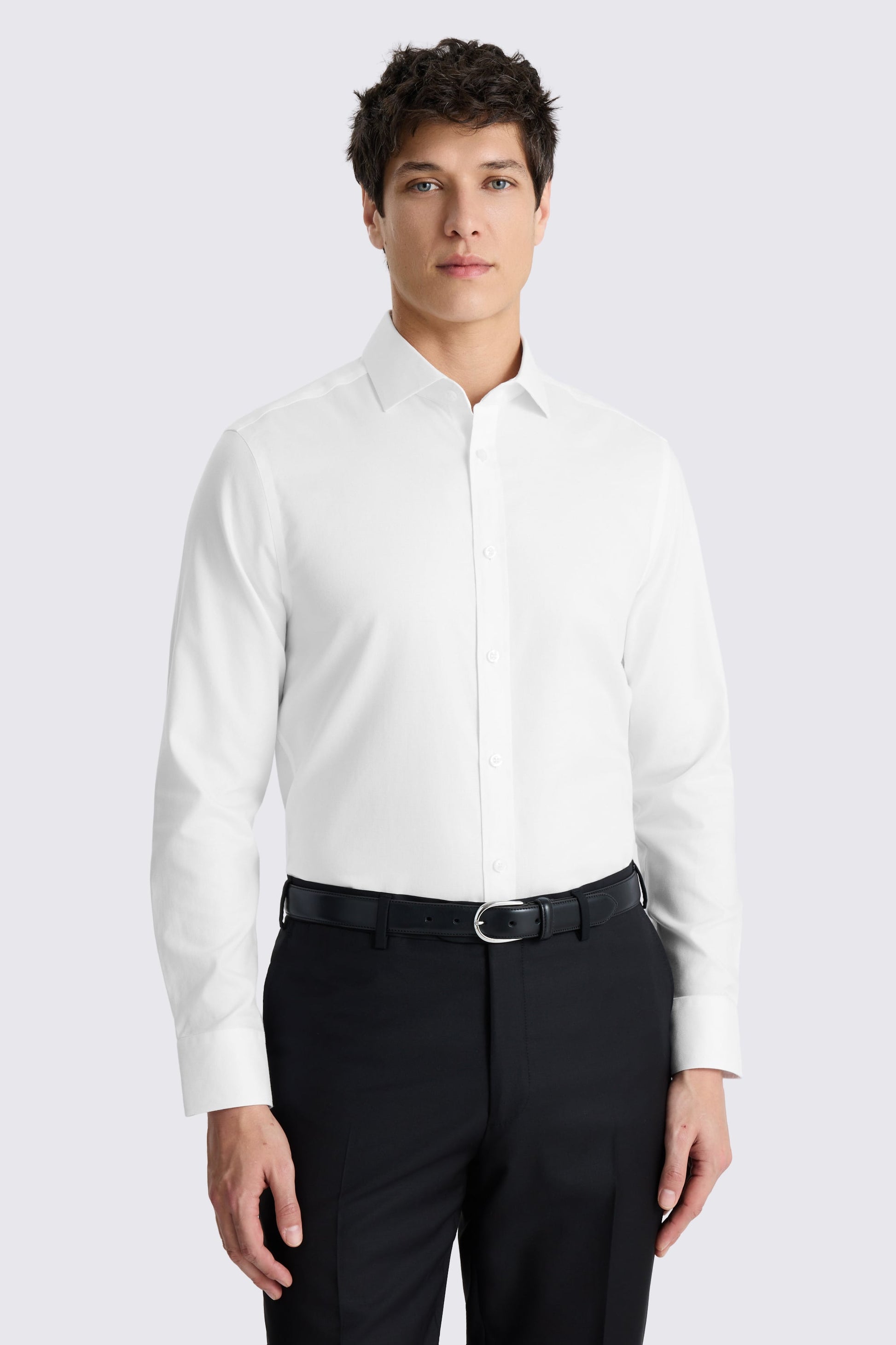 Tailored Fit White Royal Oxford Non-Iron Cotton Shirt